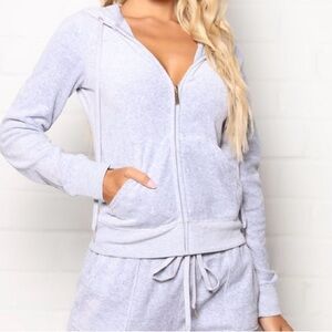 Fashion Nova Light Gray Hoodie Jacket